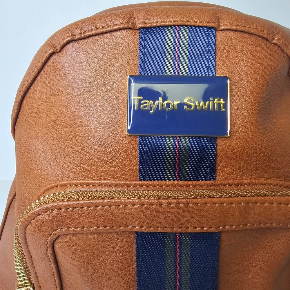 Taylor Swift Official Merch Midnights Backpack Brown Patent Leather Navy - Picture 2 of 12